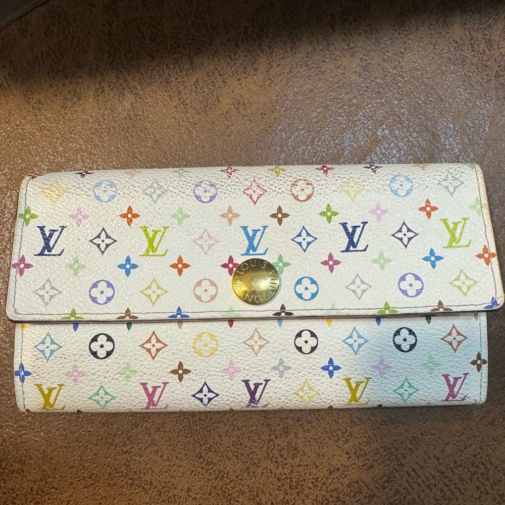 Authentic Louis Vuitton White Multicolor Wallet